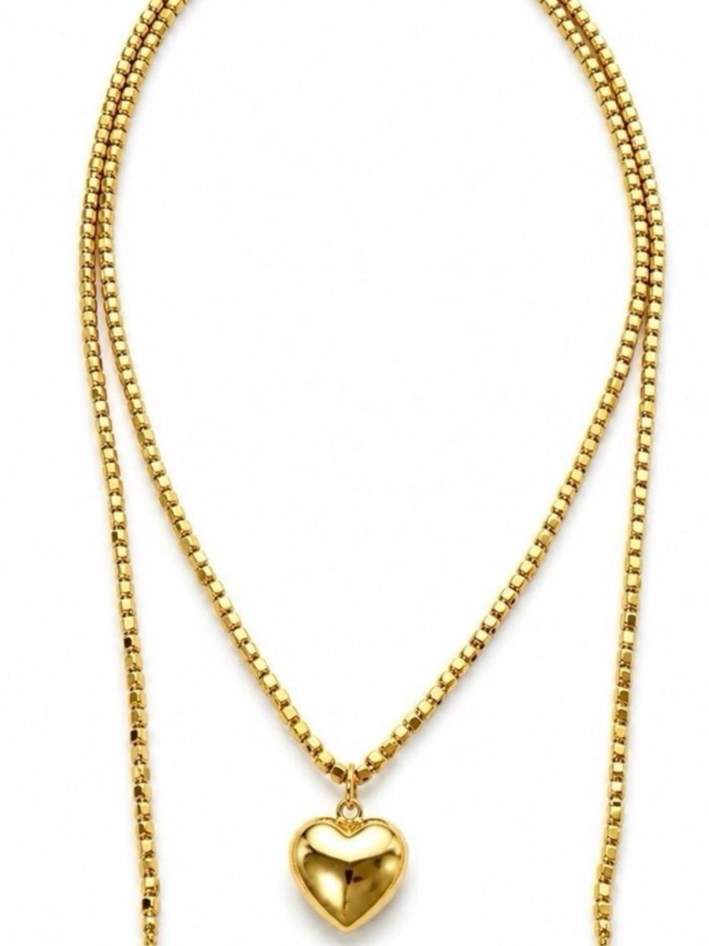 Gold Heart Locket Layered Necklace - Women Jewelry